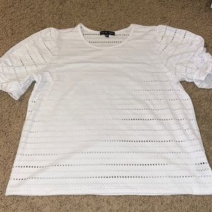 Kim & Cami White Open Knit Blouse